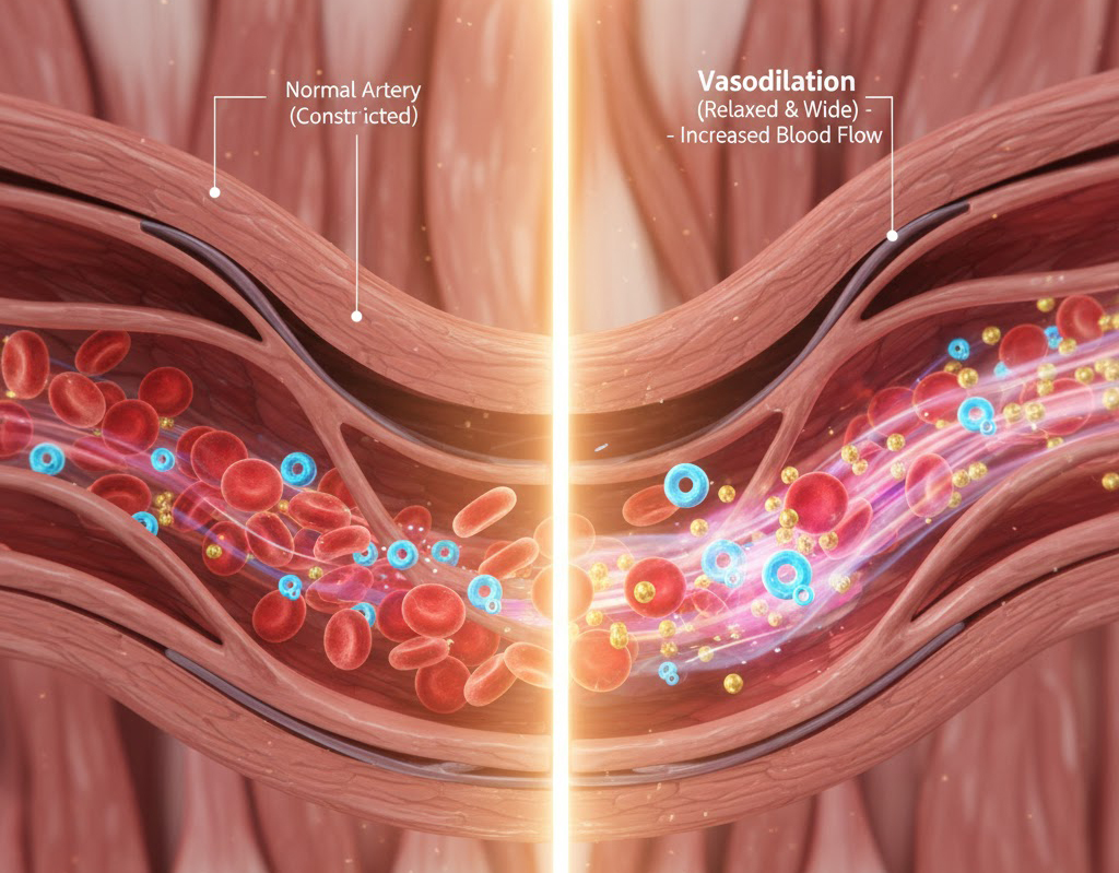 Constricted Blood Vessels VS Relaxed Blood Vessel