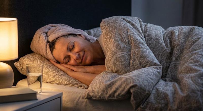 Woman Sleeping Soundly After Sauna